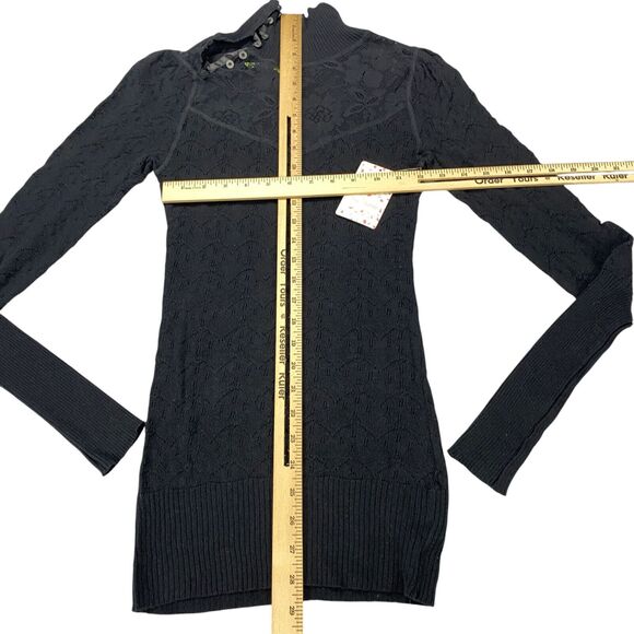 Free People Sweater Womens S/P Black Boho Moto Goth MSRP: $98.00 - Picture 6 of 16